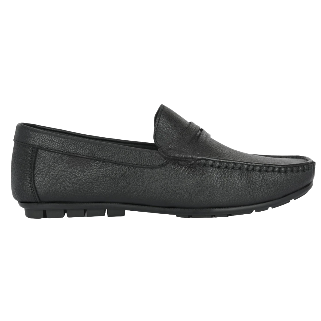 Jubleeo Leather Casual Black Mens Loafer