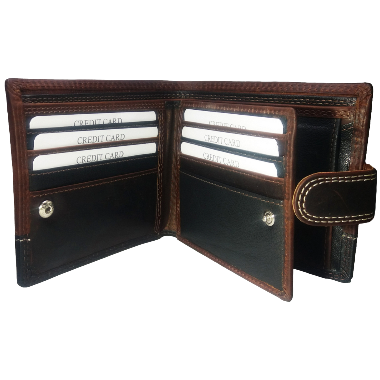 Jubleeo Leather Brown ID Pocket Mens Wallet