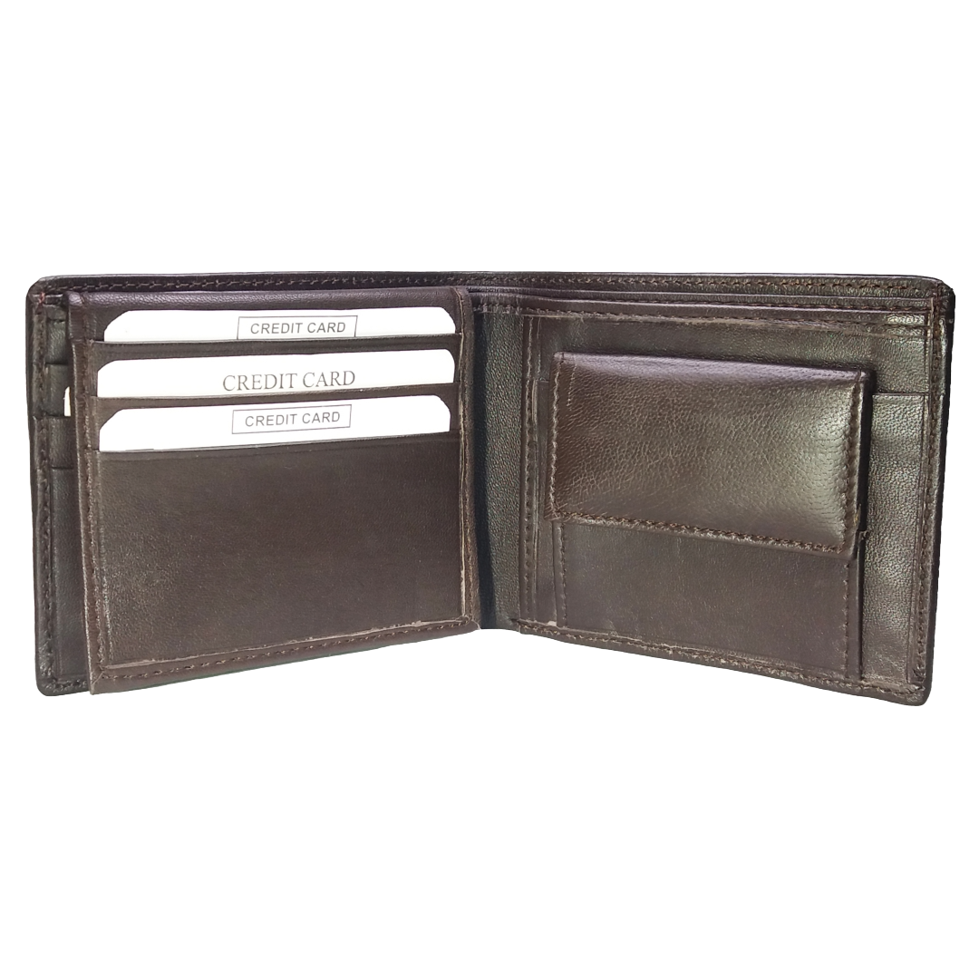 Jubleeo Leather Brown ID Pocket Mens Wallet
