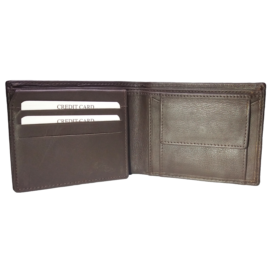 Jubleeo Leather Brown ID Pocket Mens Wallet
