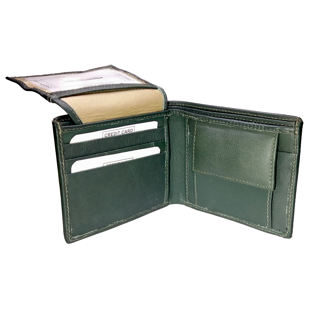 Jubleeo Leather Green ID Pocket Mens Wallet
