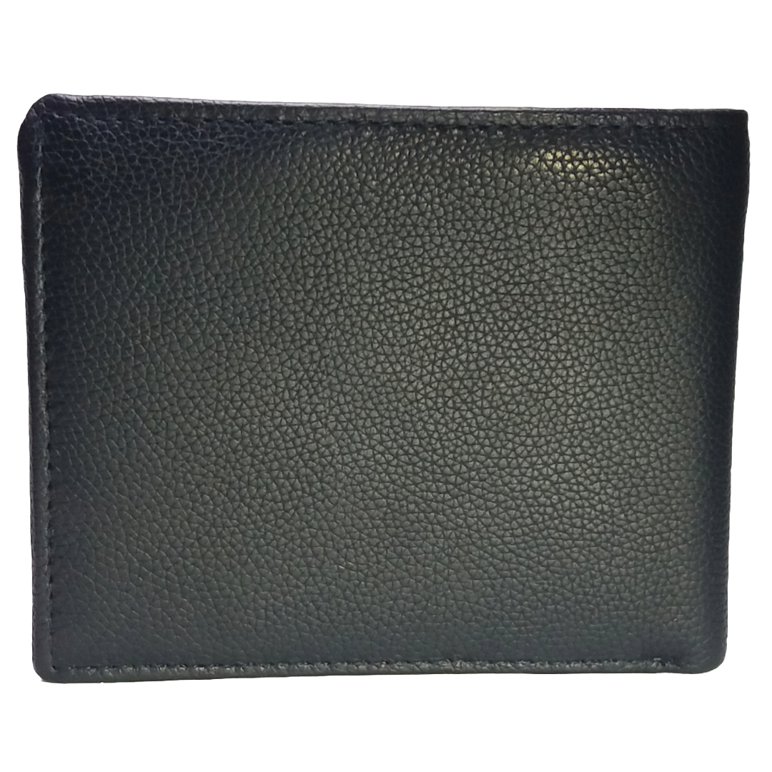 Jubleeo Leather Black Zipper ID Pocket Mens Wallet