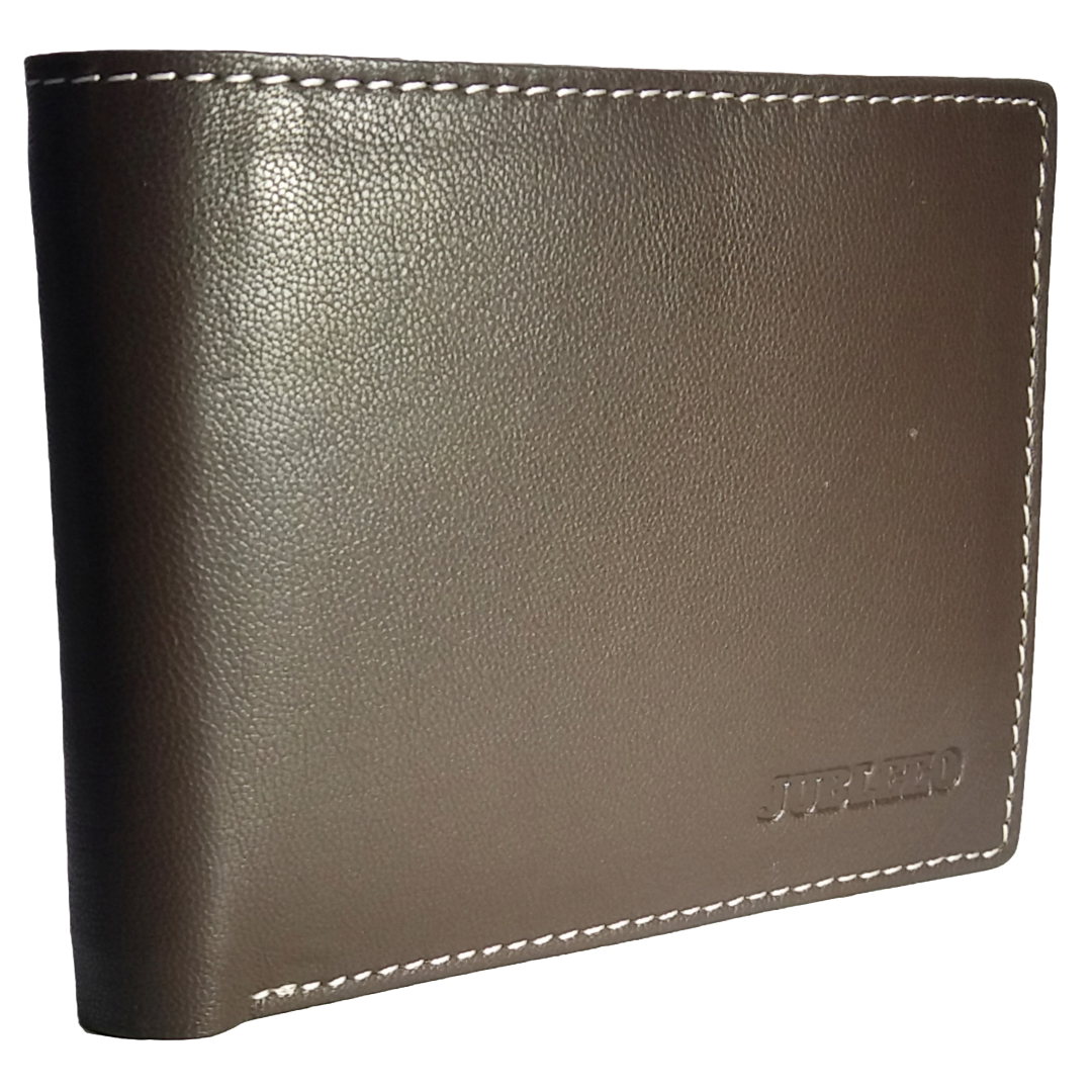Jubleeo Leather Brown ID Pocket Mens Wallet