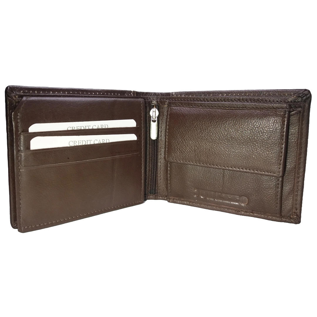 Jubleeo Leather Brown ID Pocket Mens Wallet