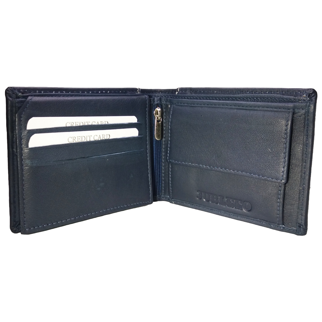 Jubleeo Leather Blue ID Pocket Mens Wallet