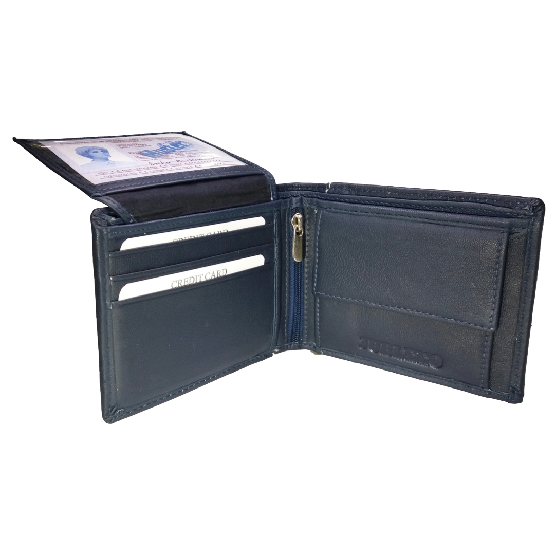 Jubleeo Leather Blue ID Pocket Mens Wallet