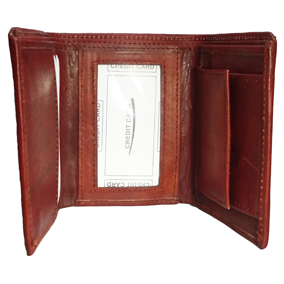 Jubleeo Leather Trifold Maroon Mens Wallet