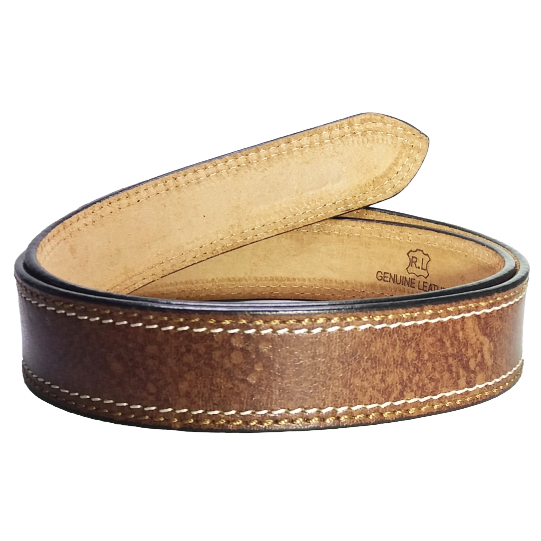 Jubleeo Leather Casual Stitched Brown Mens Belt