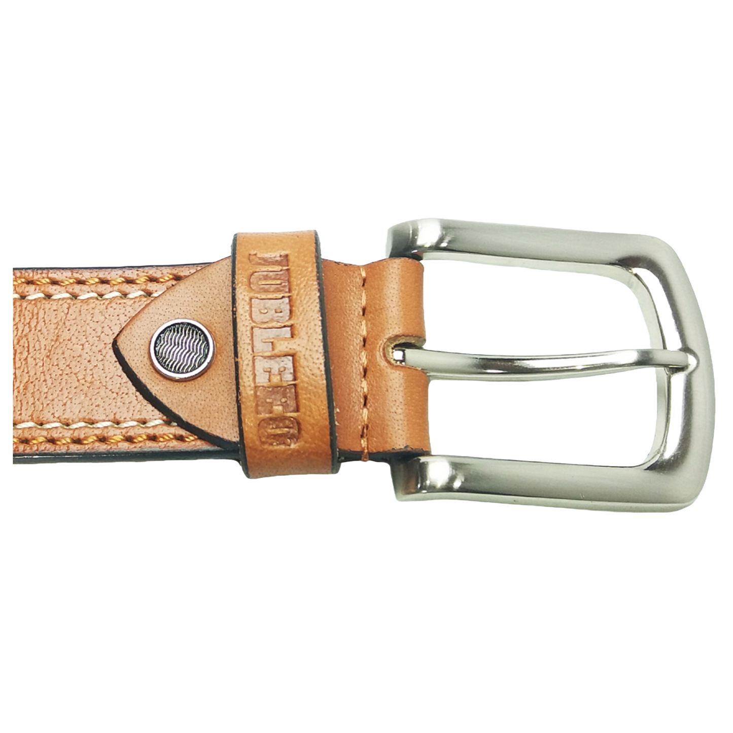 Jubleeo Leather Casual Stitched Tan Mens Belt