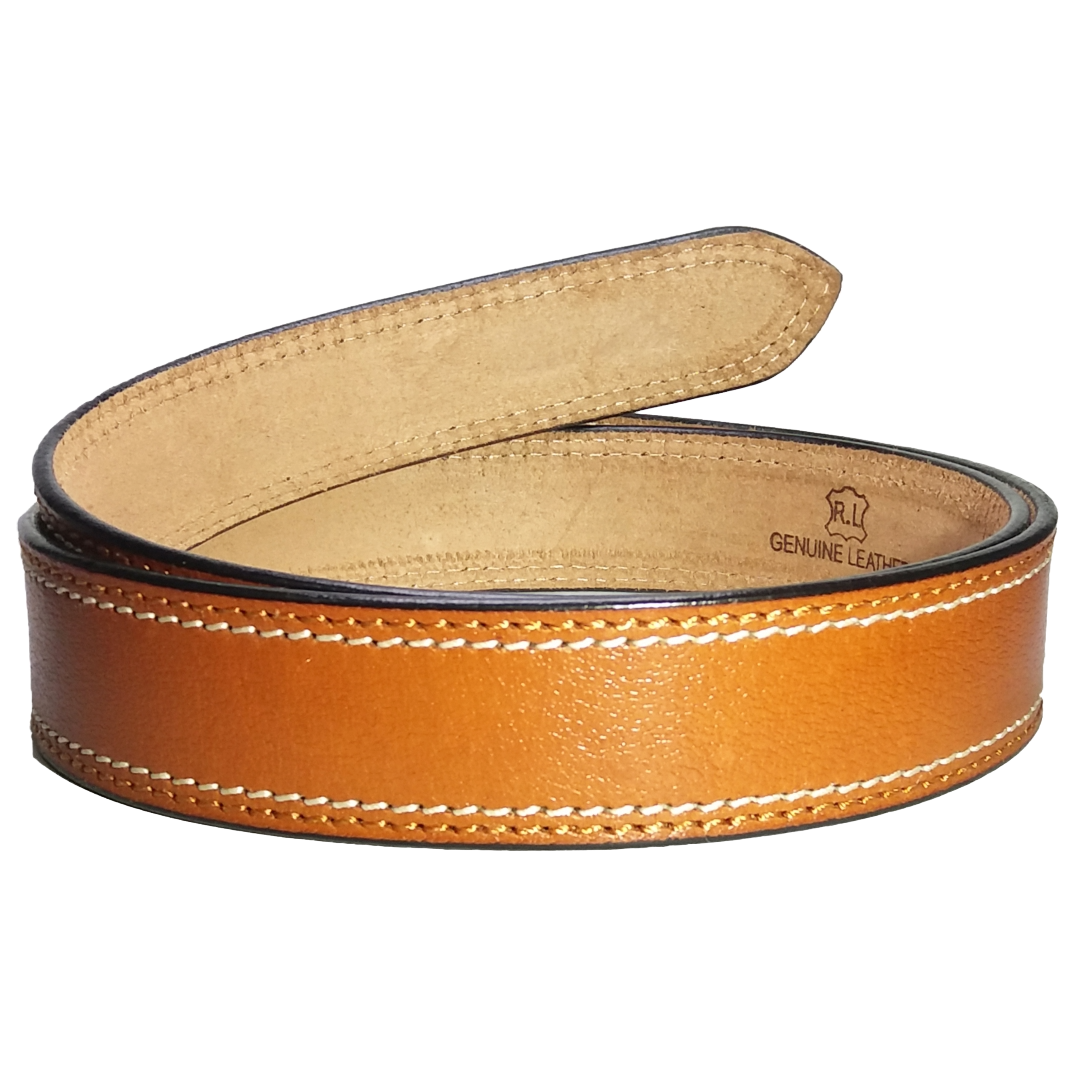Jubleeo Leather Casual Stitched Tan Mens Belt