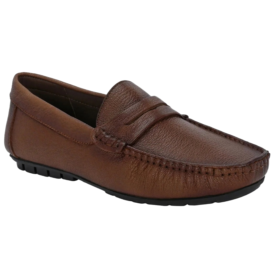 Jubleeo Leather Casual Tan Mens Loafer