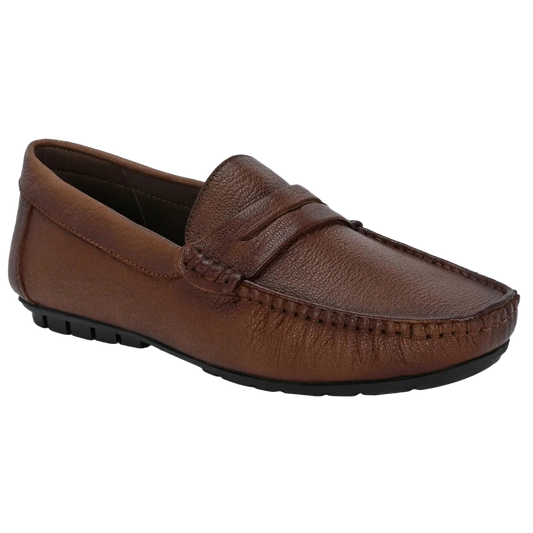 Jubleeo Leather Casual Tan Mens Loafer