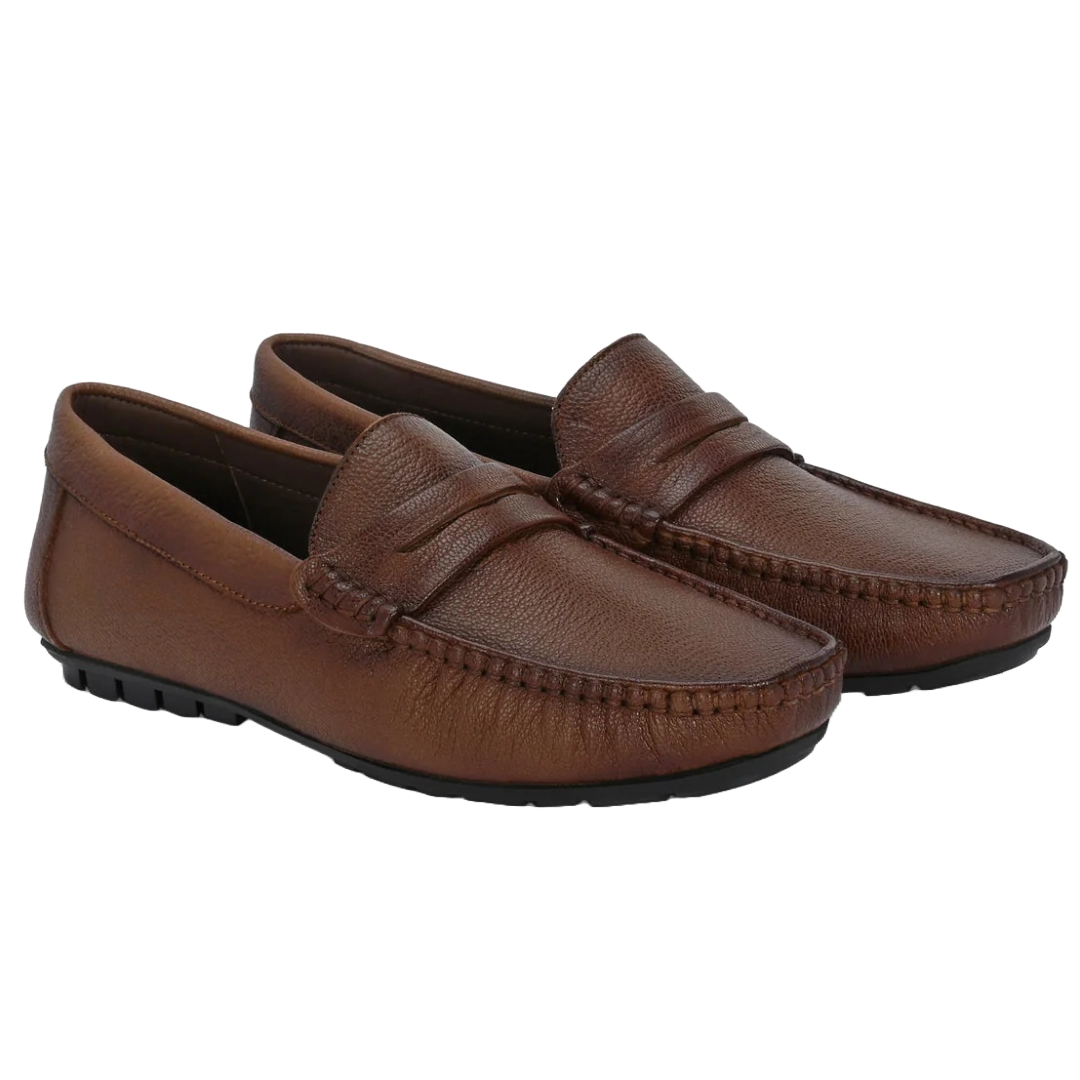 Jubleeo Leather Casual Tan Mens Loafer