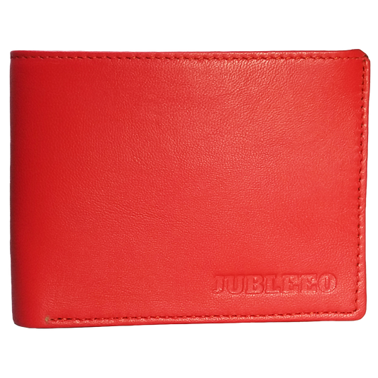 Jubleeo Leather Red ID Pocket Mens Wallet