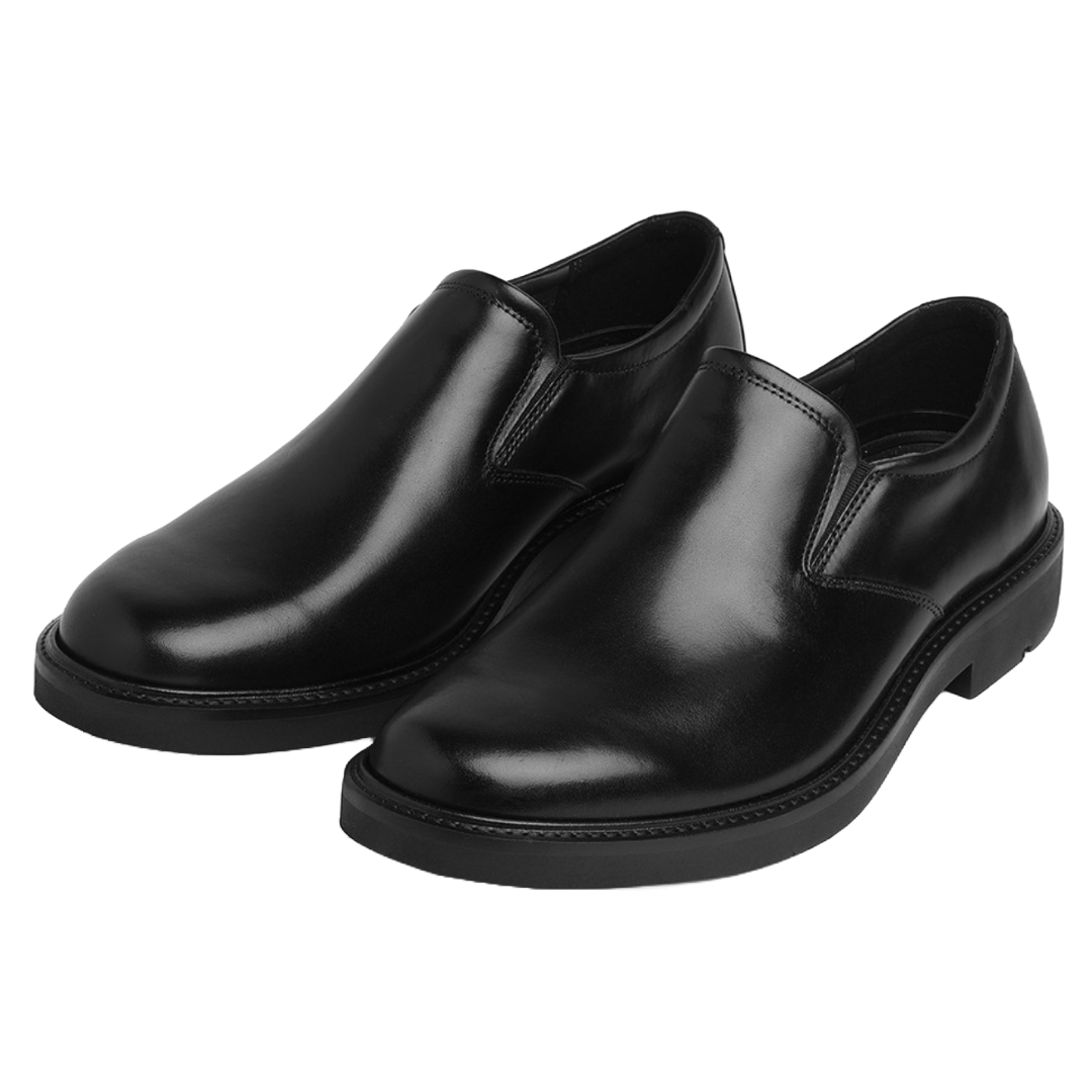 Jubleeo Leather Slip On Black Mens Shoes