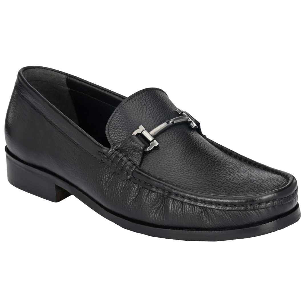Jubleeo Leather Casual Black Buckle Loafer For Men