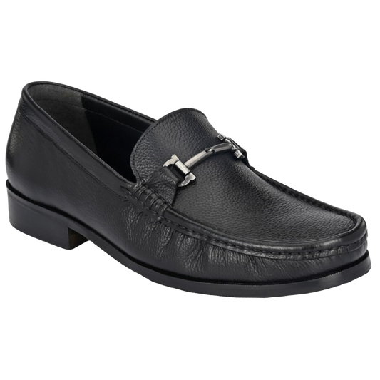 Jubleeo Leather Casual Black Buckle Loafer For Men