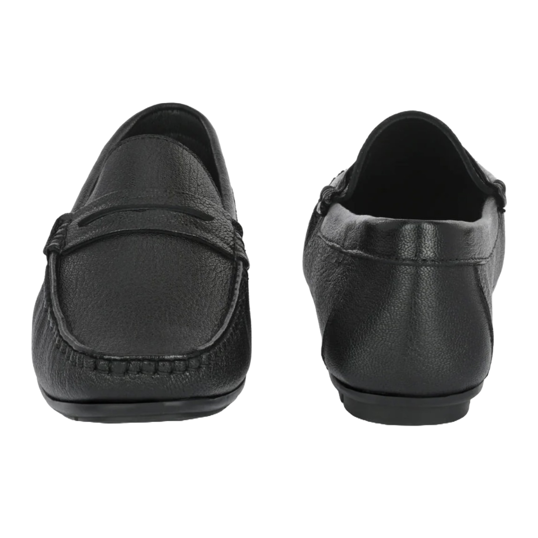 Jubleeo Leather Casual Black Mens Loafer