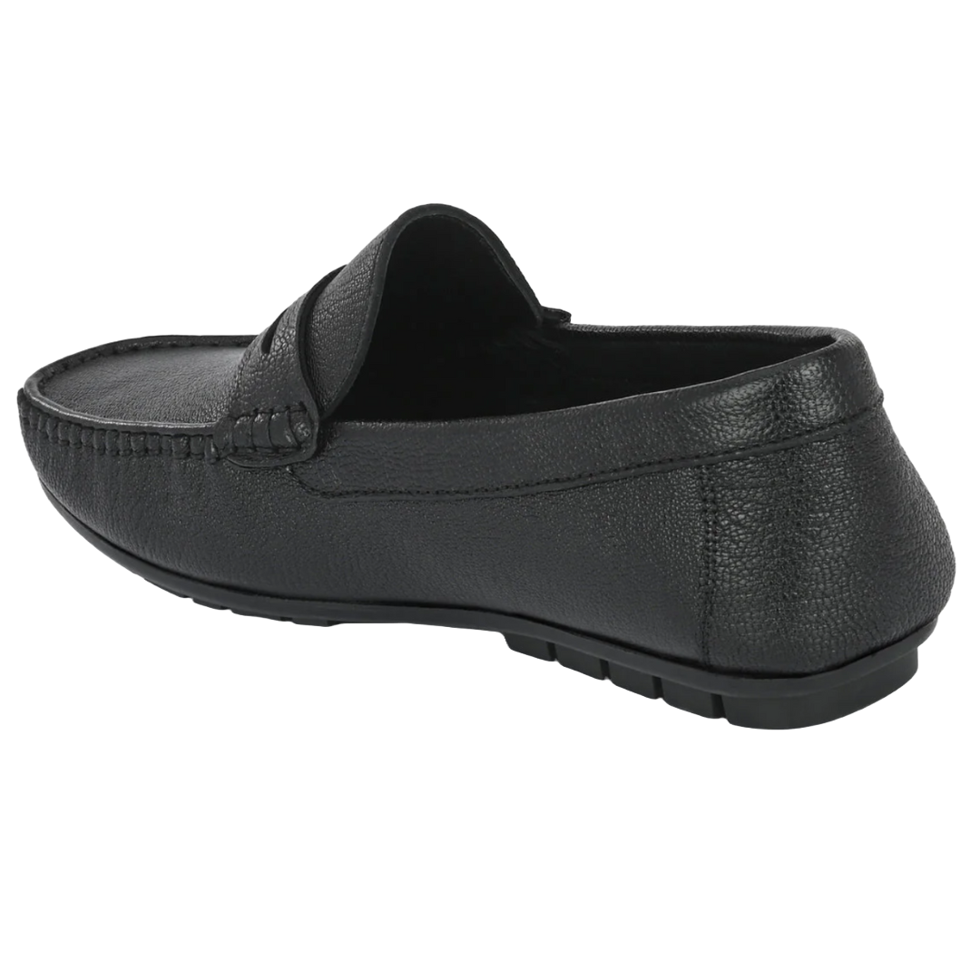 Jubleeo Leather Casual Black Mens Loafer