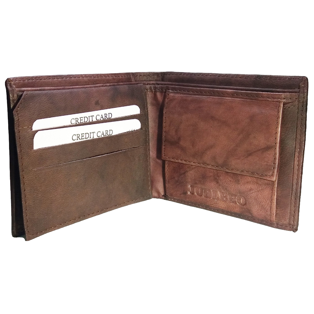 Jubleeo Leather Antique Brown ID Pocket Mens Wallet