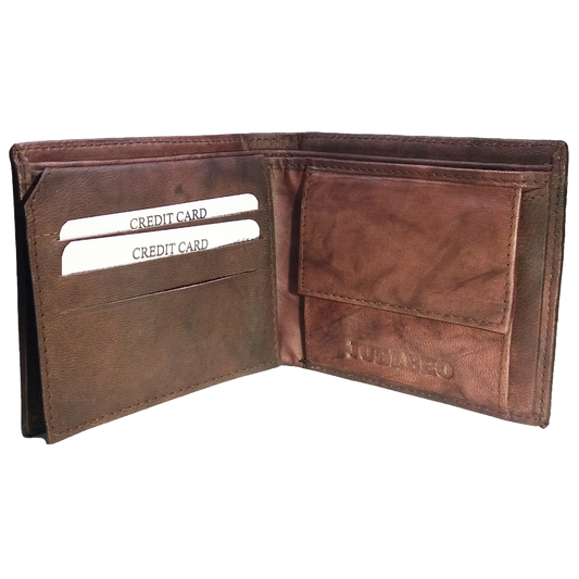 Jubleeo Leather Antique Brown ID Pocket Mens Wallet