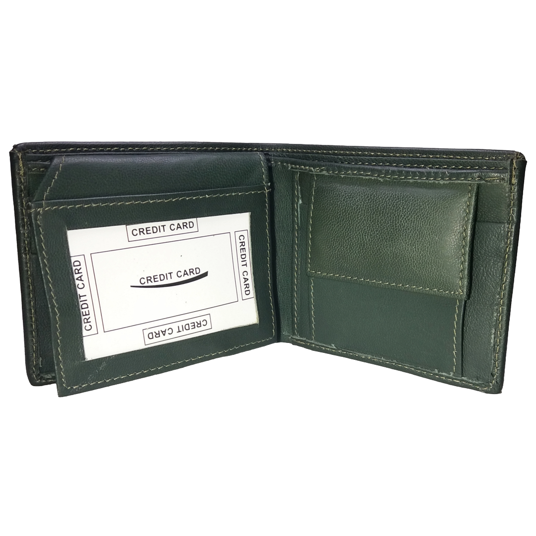 Jubleeo Leather Green ID Pocket Mens Wallet