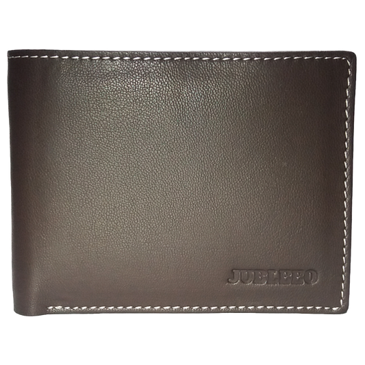 Jubleeo Leather Brown ID Pocket Mens Wallet