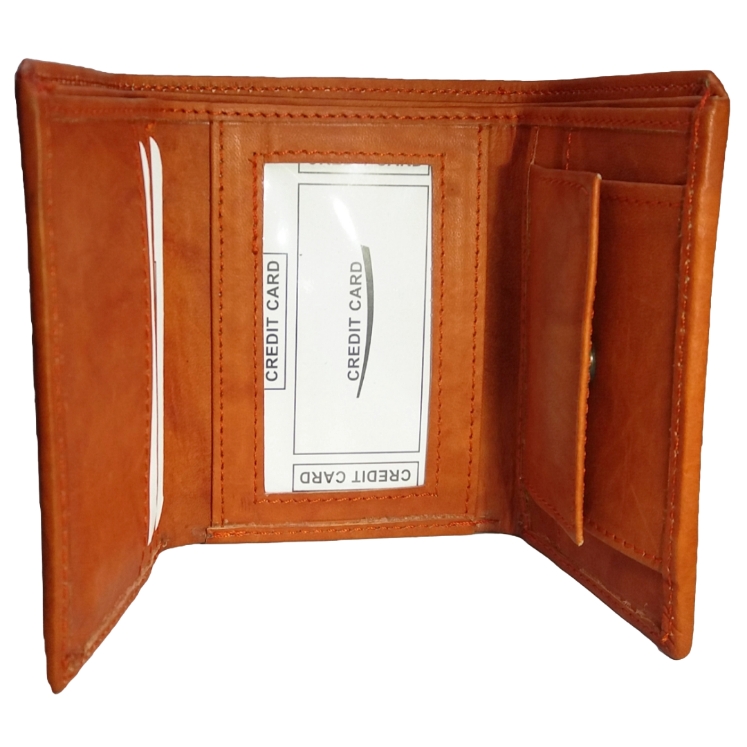 Jubleeo Leather Trifold Tan Mens Wallet