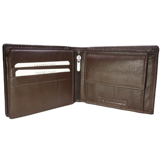 Jubleeo Leather Brown ID Pocket Mens Wallet