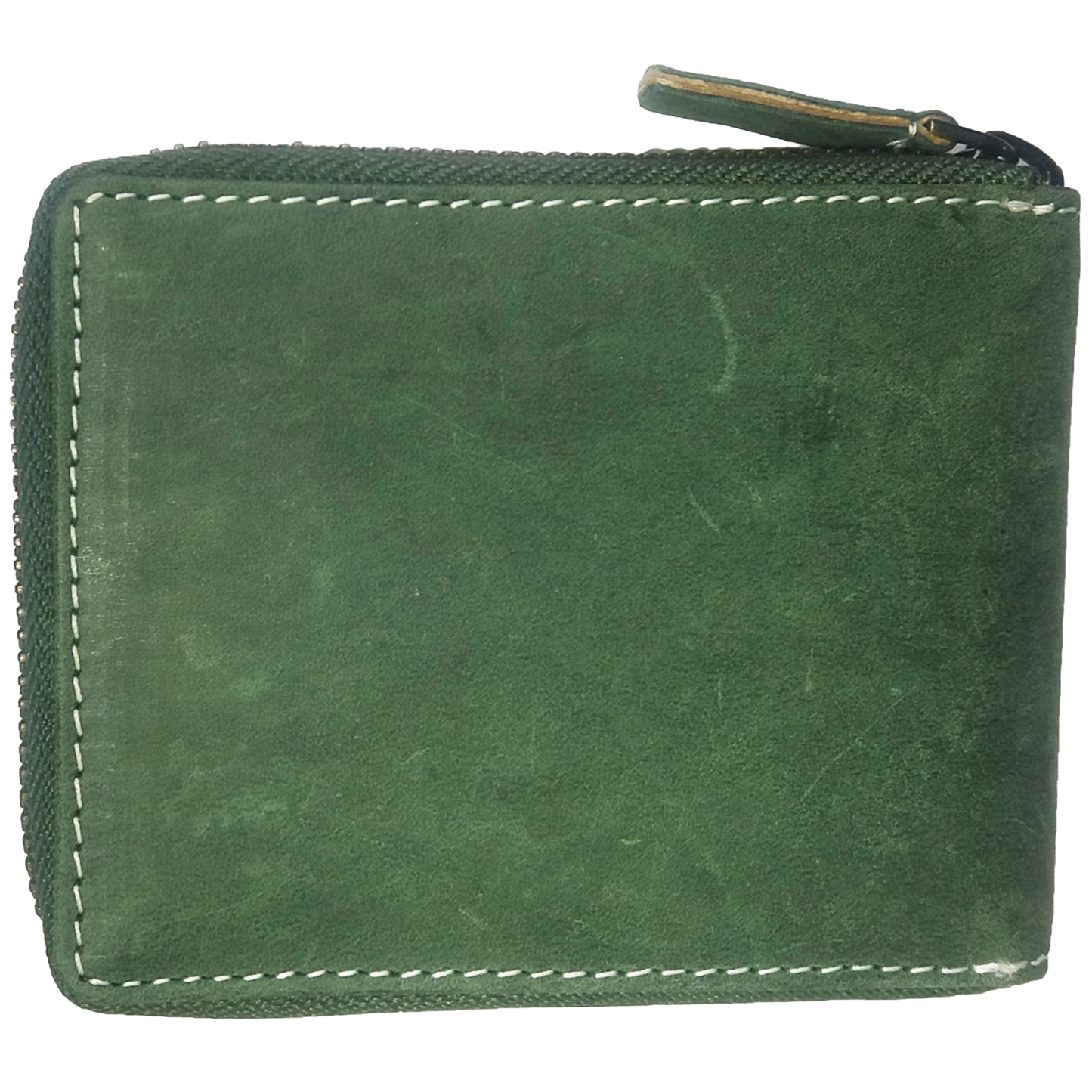 Jubleeo Leather Round Zipper Green Pocket Mens Wallet