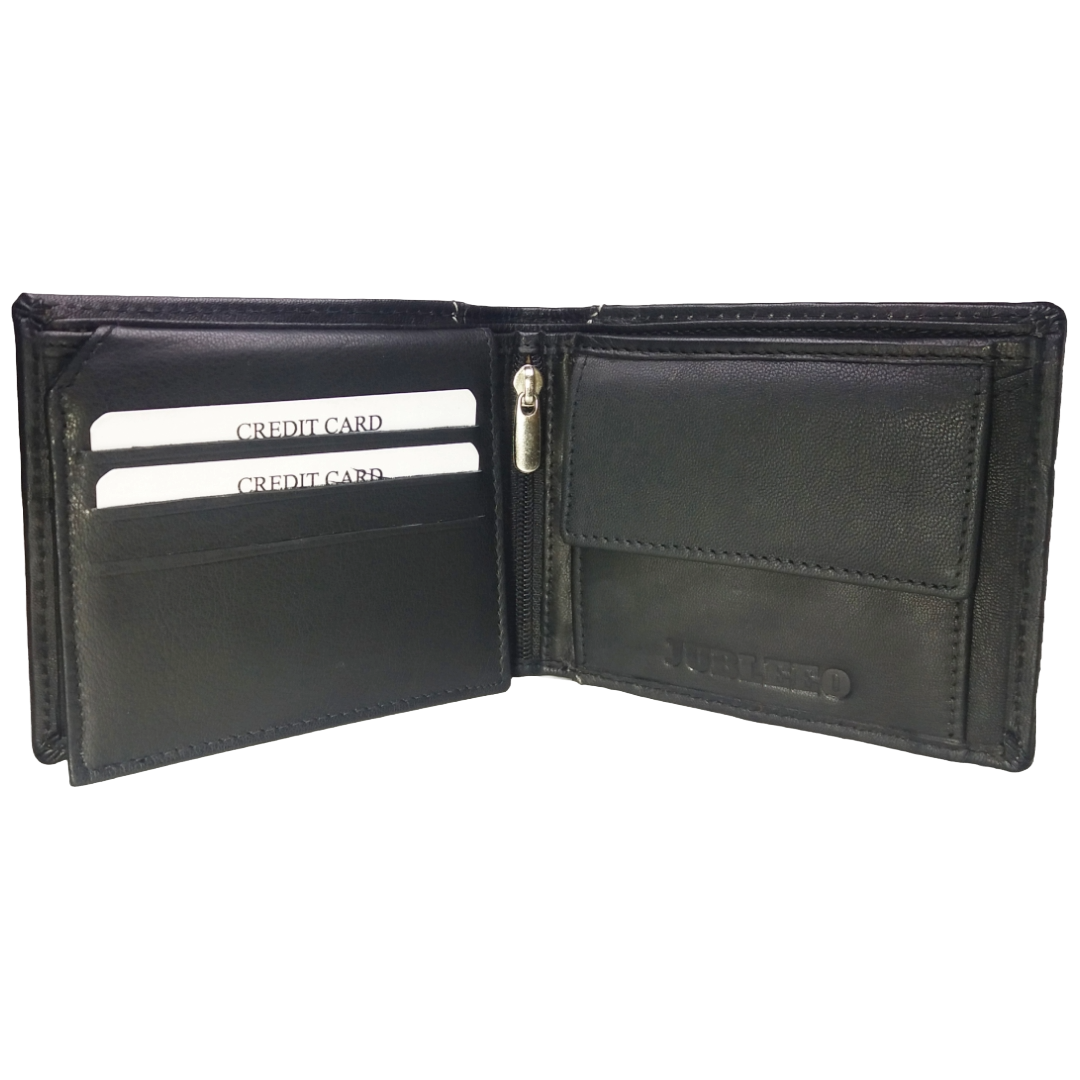 Jubleeo Leather Black ID Pocket Mens Wallet