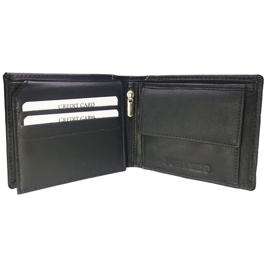 Jubleeo Leather Black ID Pocket Mens Wallet