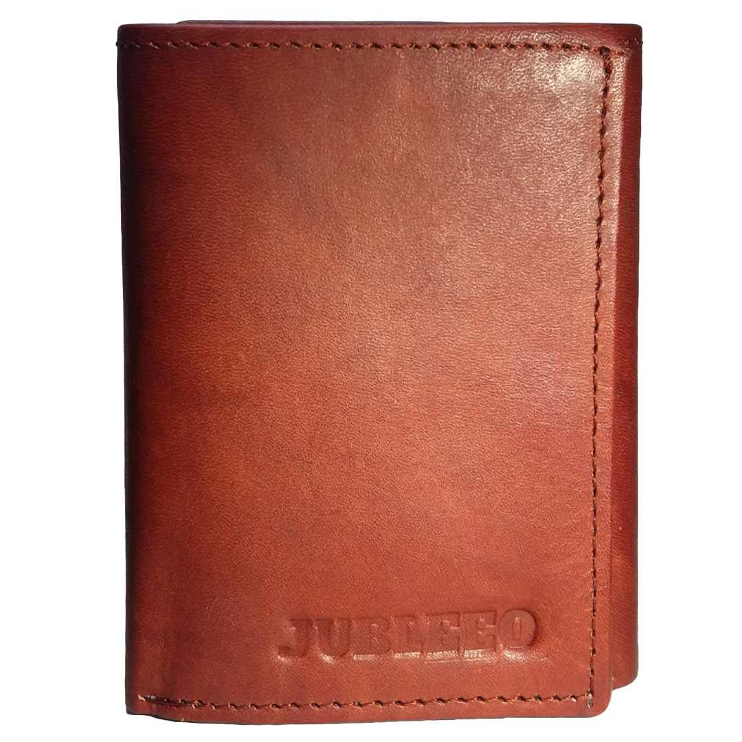 Jubleeo Leather Trifold Maroon Mens Wallet