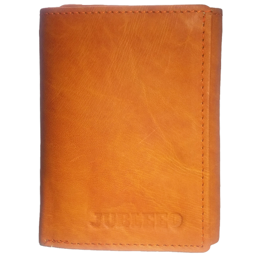 Jubleeo Leather Trifold Tan Mens Wallet