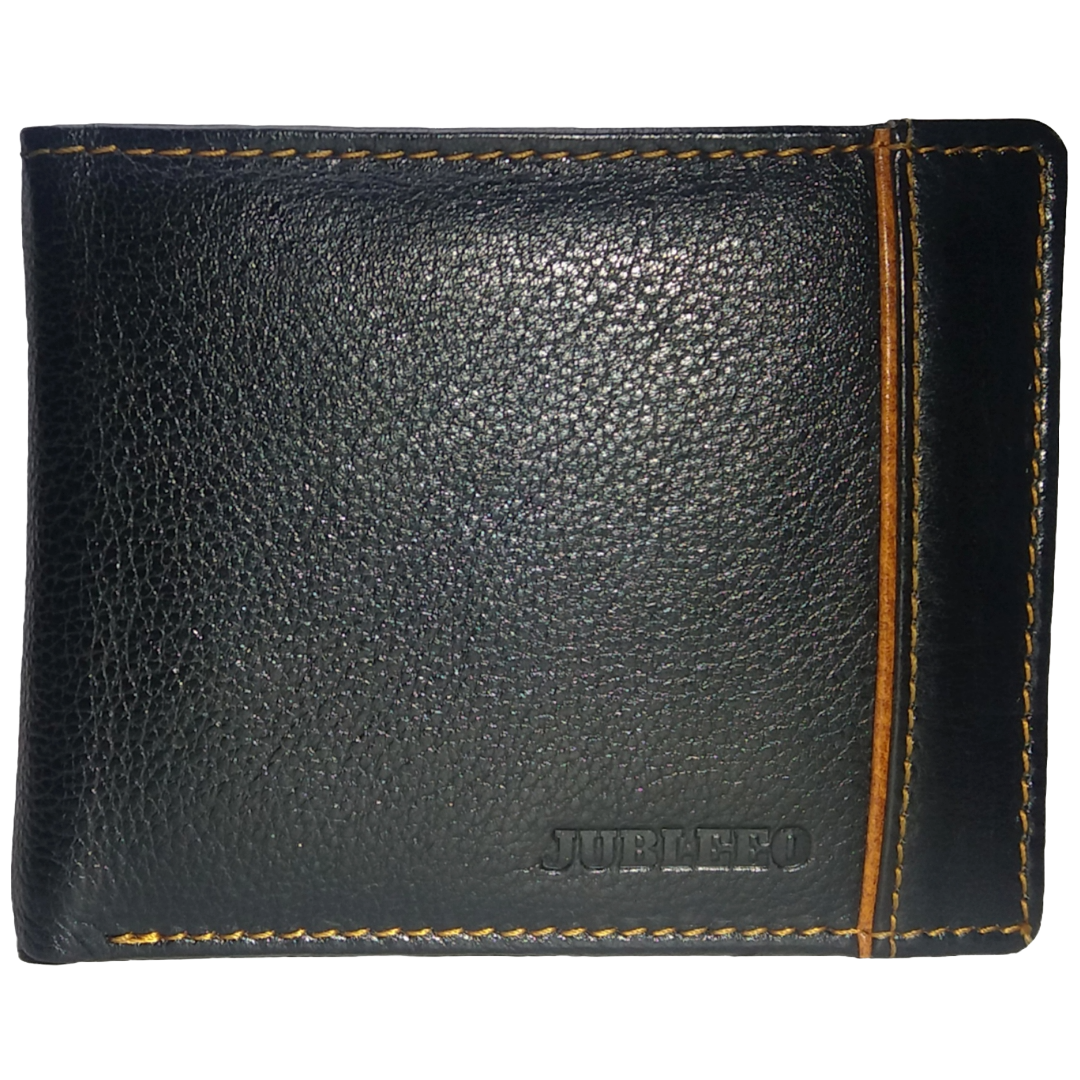 Jubleeo Leather Black ID Pocket Mens Wallet