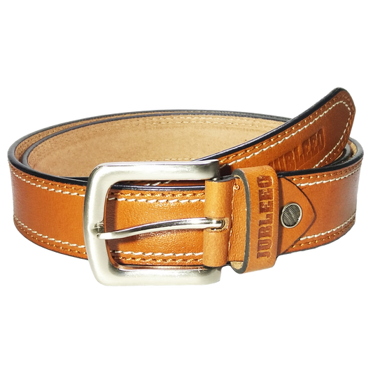 Jubleeo Leather Casual Stitched Tan Mens Belt