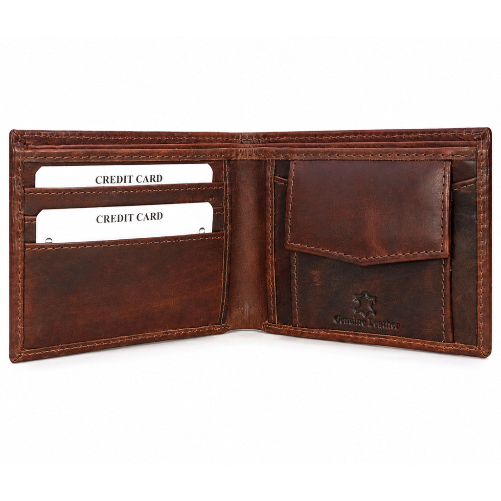 Jubleeo leather bifold mens wallet brown
