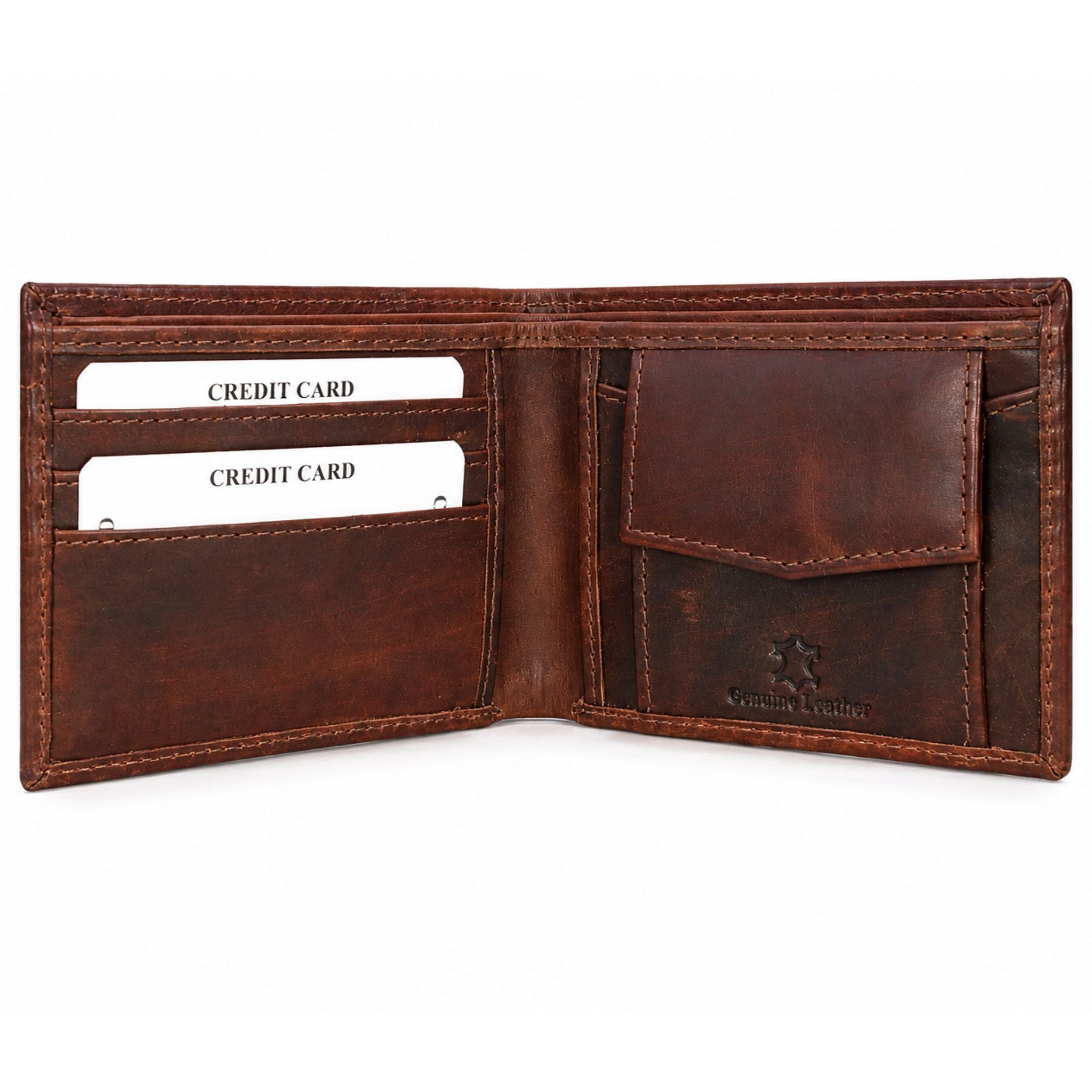 Jubleeo leather bifold mens wallet brown
