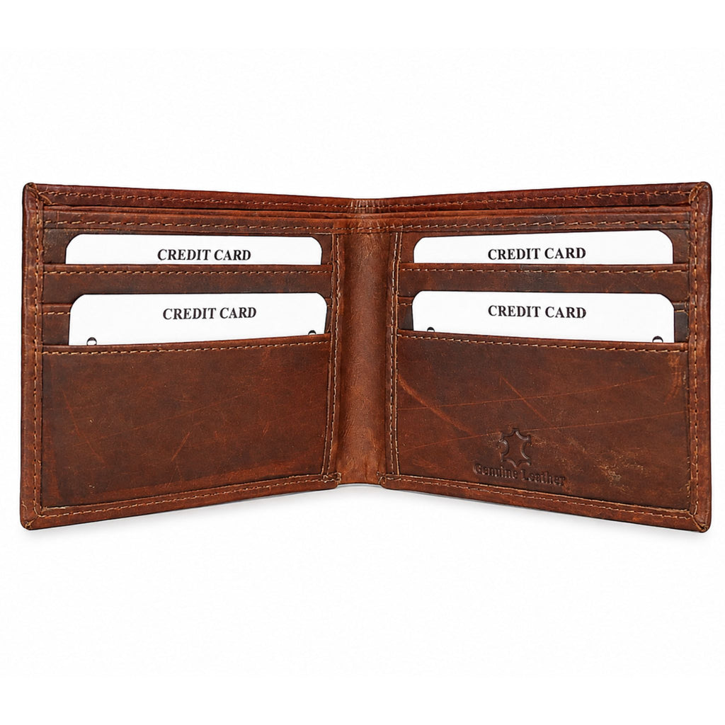 Jubleeo leather bifold mens wallet brown