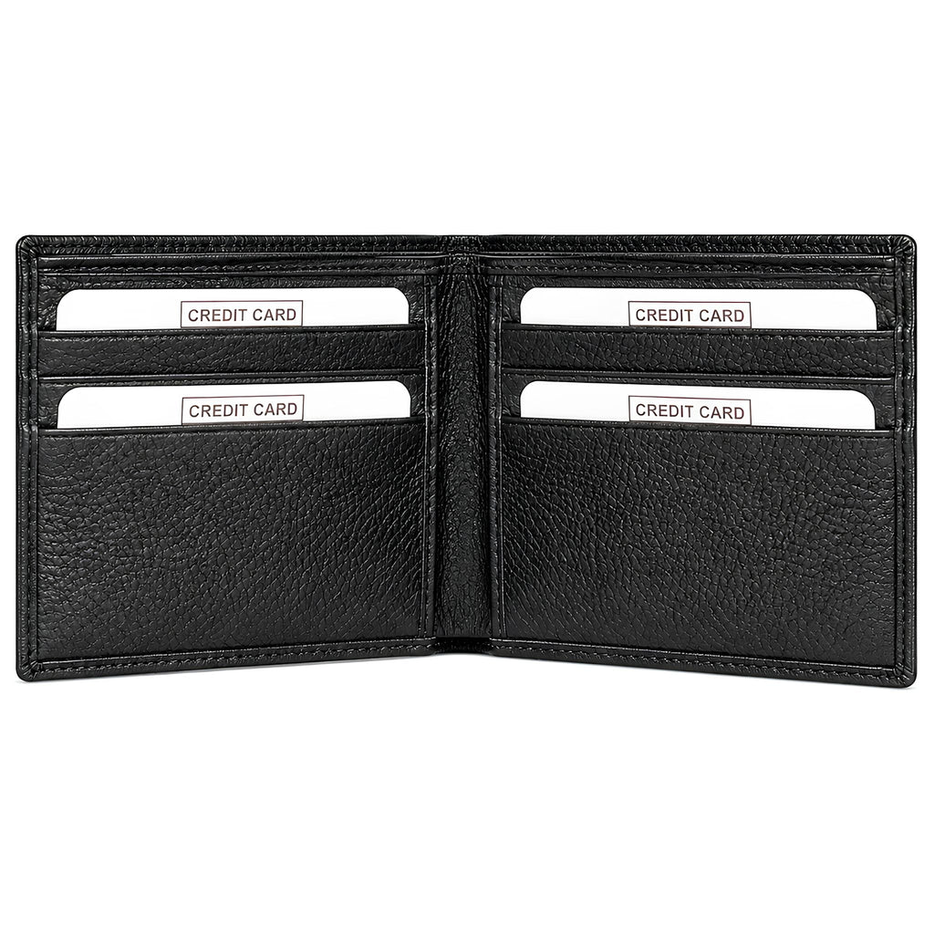 Jubleeo Leather Biold Pocket Mens Wallet Black