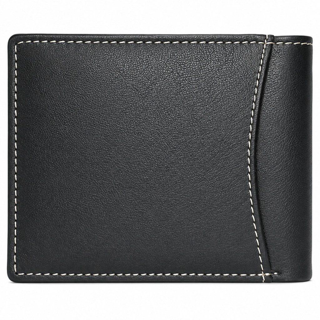 Jubleeo leather bifold middle zipper mens wallet black