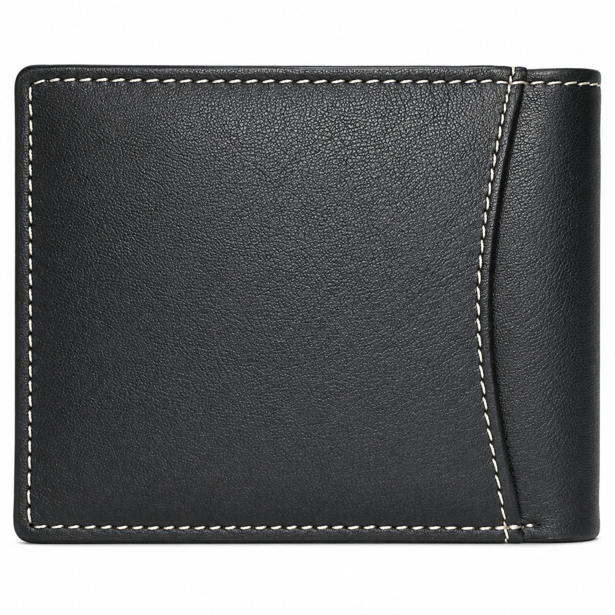 Jubleeo leather bifold middle zipper mens wallet black