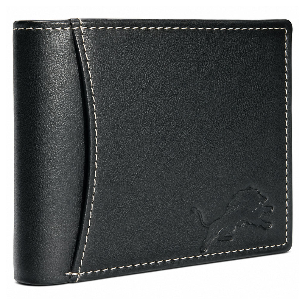 Jubleeo leather bifold middle zipper mens wallet black