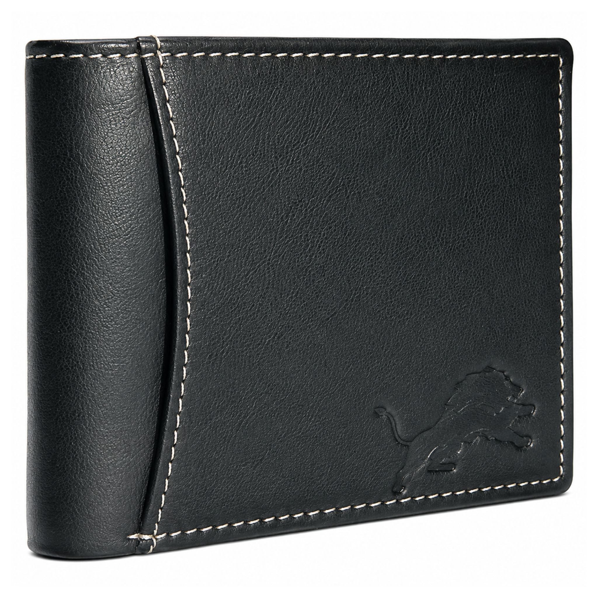 Jubleeo leather bifold middle zipper mens wallet black