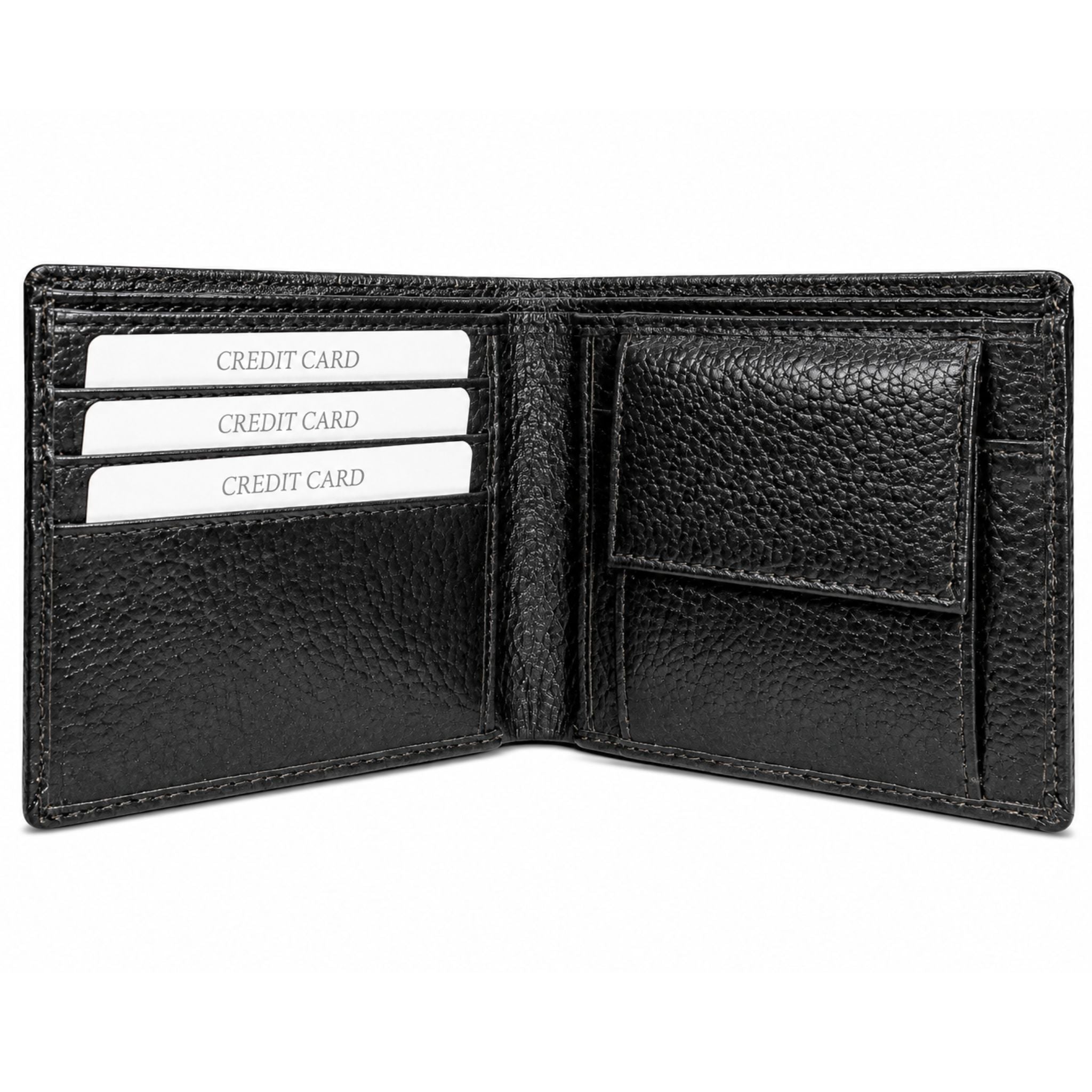 Jubleeo Leather Biold Pocket Mens Wallet Black