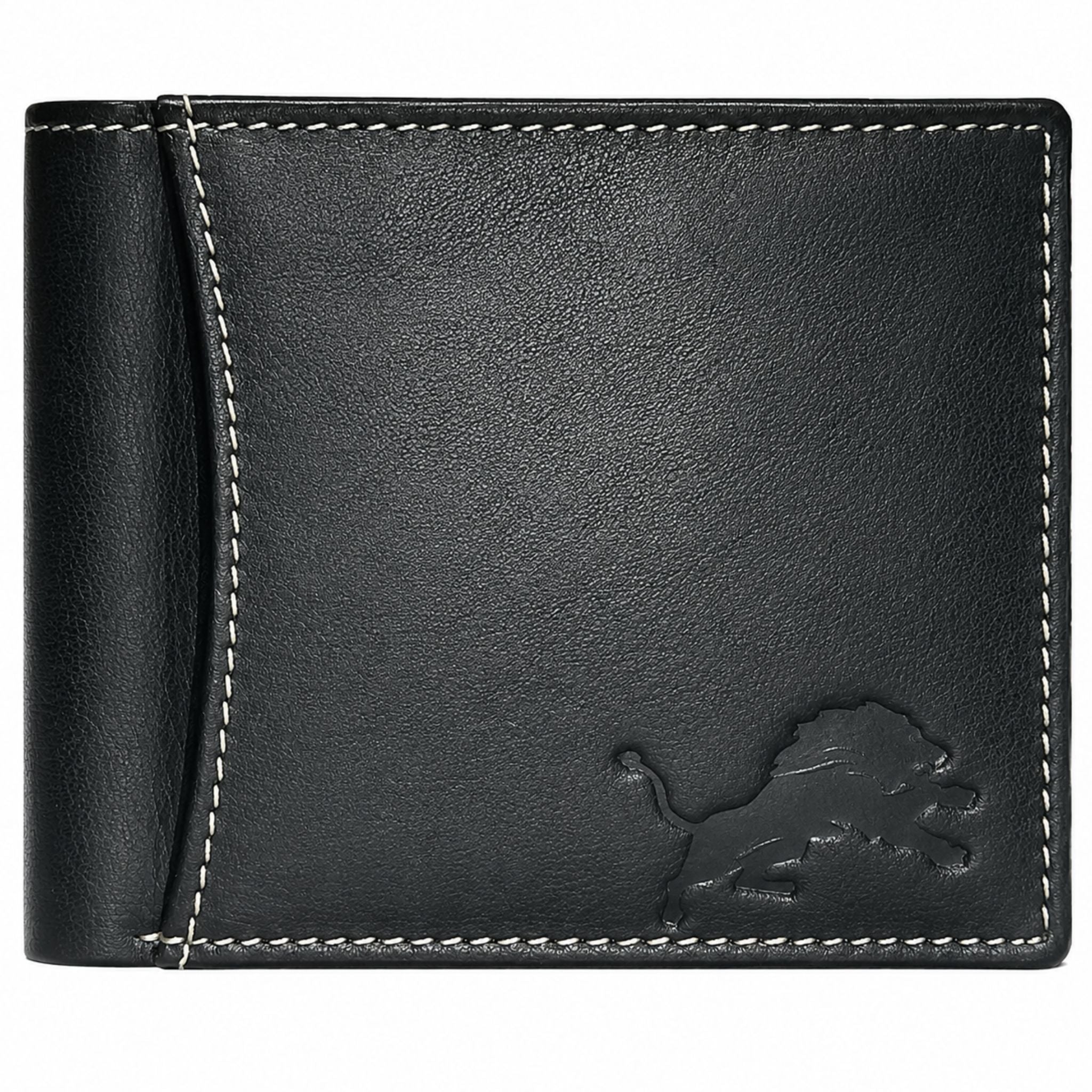Jubleeo leather bifold middle zipper mens wallet black