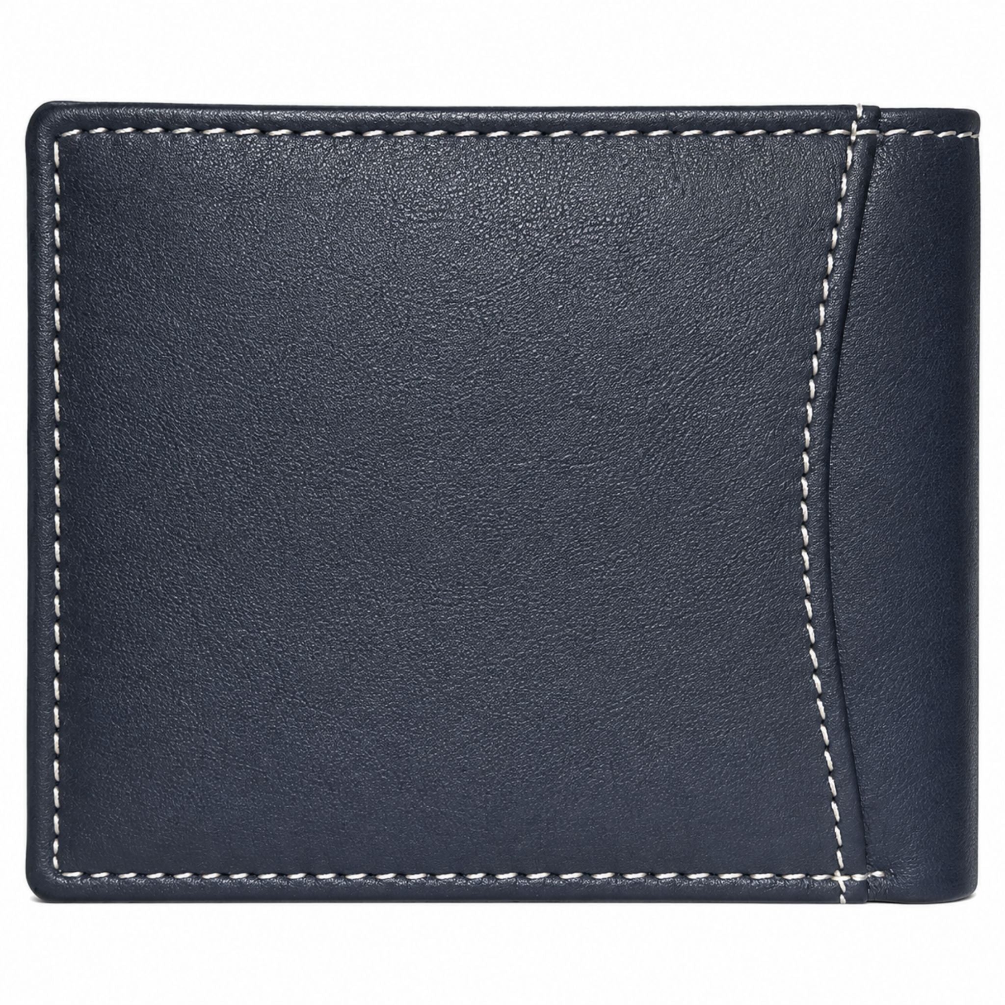 Jubleeo leather bifold middle zipper mens wallet blue