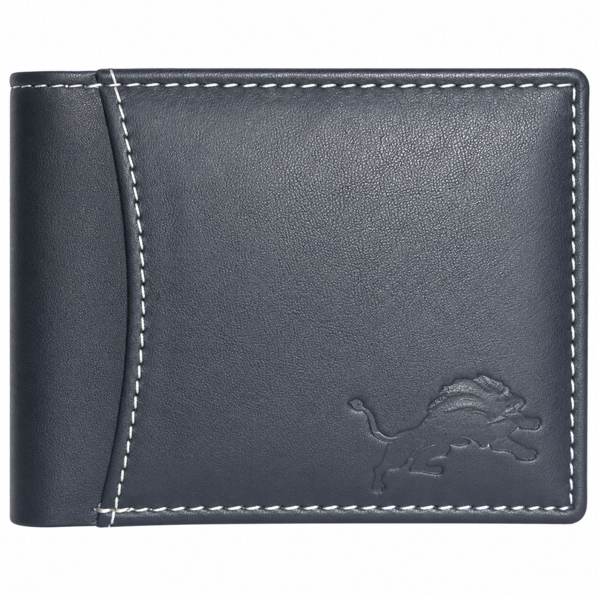 Jubleeo leather bifold middle zipper mens wallet blue