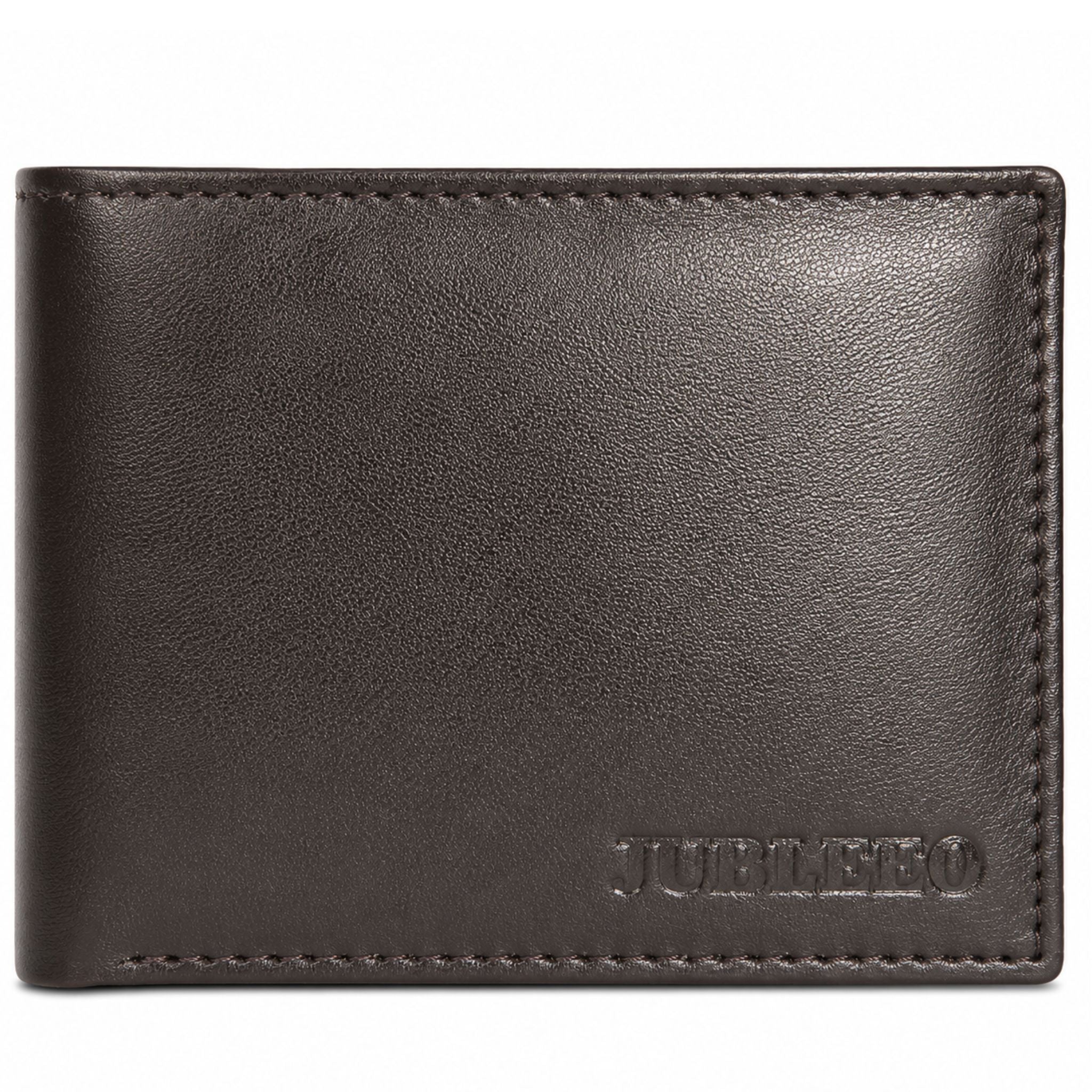 Jubleeo leather bifold pocket mens wallet brown