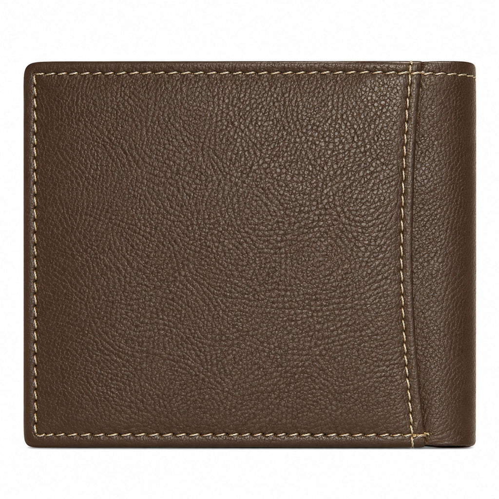 Jubleeo leather bifold middle zipper mens wallet brown
